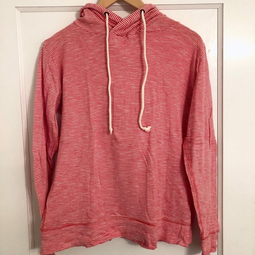J. Crew Red Striped Lightweight Hoodie Size